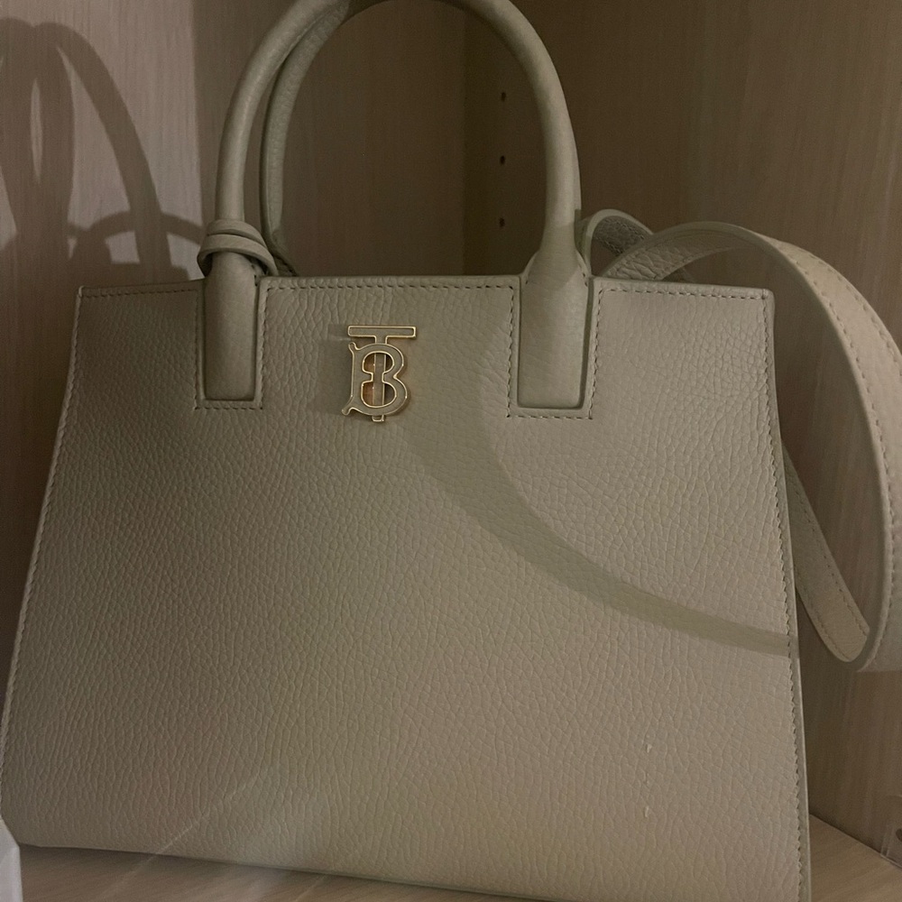 BURBERRY Leather Mini Frances Tote Bag in HUNTER - Picture 2 of 7